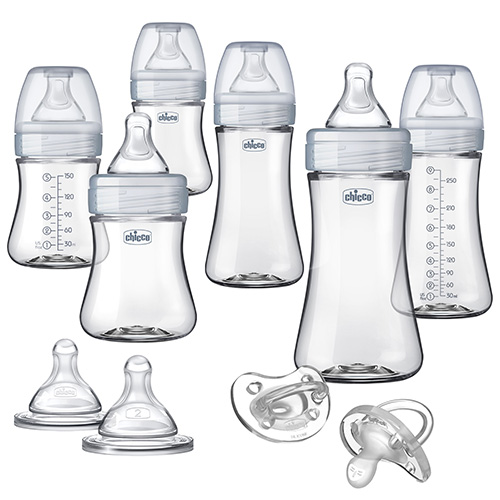 Duo Deluxe Hybrid Baby Bottle Starger Gift Set, Clear/Gray