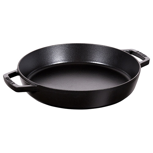13" Cast Iron Double Handle Fry Pan, Black Matte