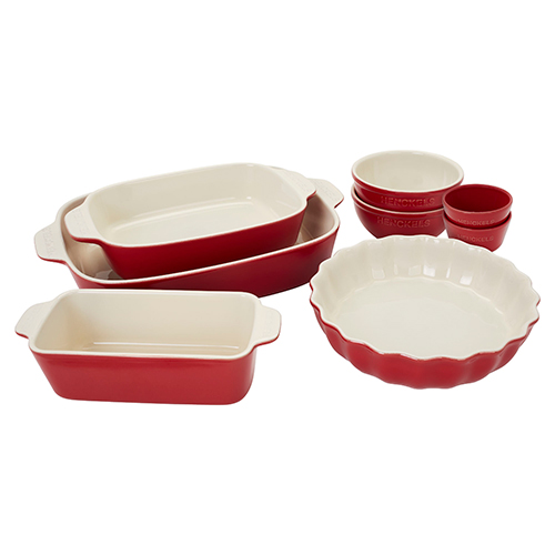 8pc Ceramic Bakeware & Serving Set, Cherry Red