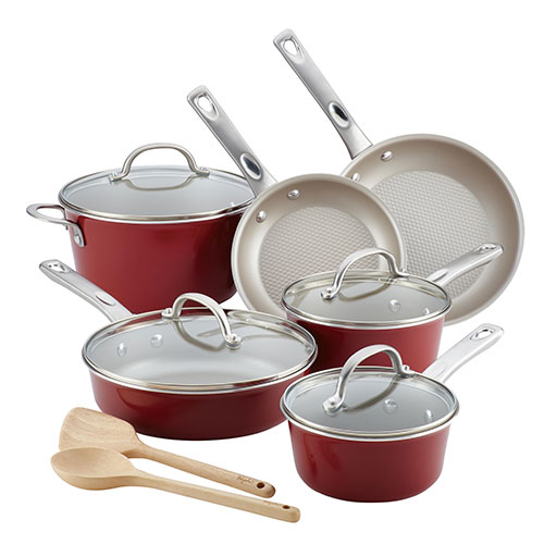 12pc Home Collection Nonstick Cookware Set, Sienna Red