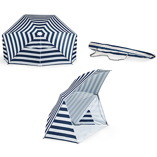 Brolly Beach Umbrella Tent, Blue/White Stripes