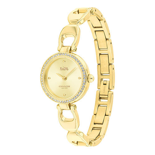 Ladies Park Gold-Tone Stainless Steel Crystal Bangle Watch, Gold Dial