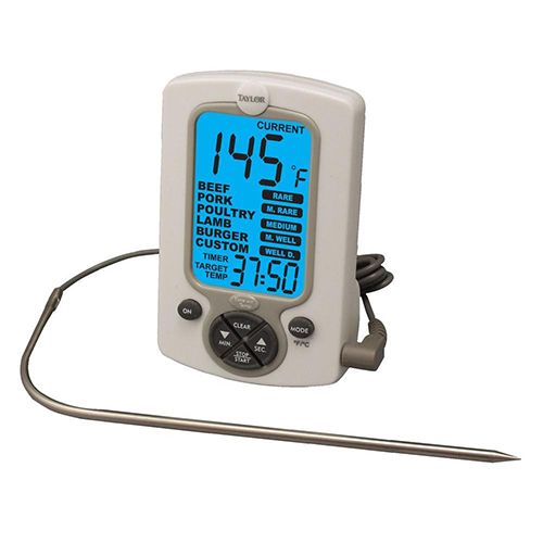 Pro Digital Cooking Thermometer w/ Timer, White