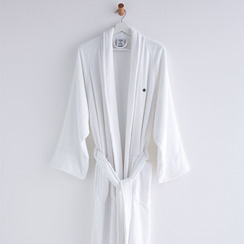 Low Lint Terry Bath Robe - Large, White