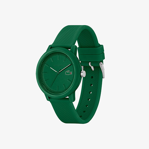 Mens 12.12 Green Silicone Strap Watch, Green Dial