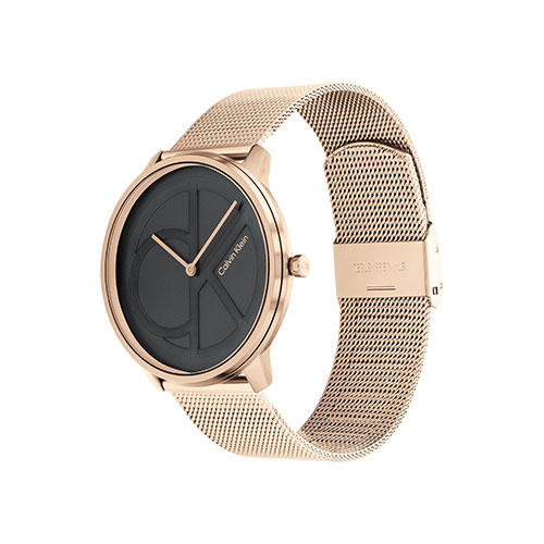Unisex CK Carnation Gold Stainless Steel Mesh Watch, Black Dial