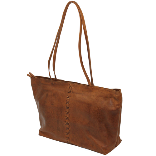 Mar Leather Tote/Shoulder Bag, Cognac