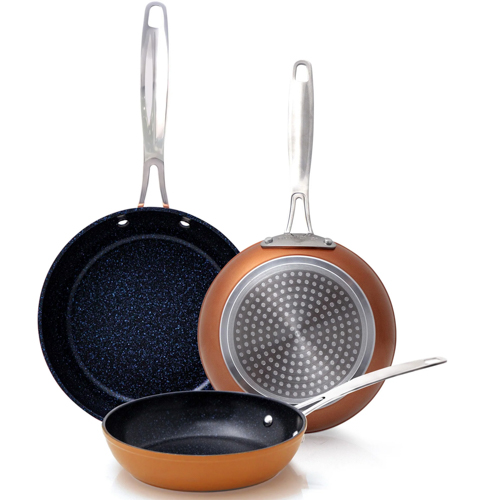 Duralon Blue 3pc Nonstick Fry Pan Set, Rustic Copper