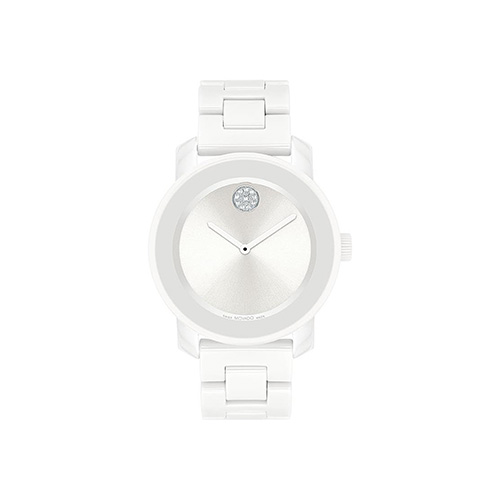 Ladies BOLD Ceramic White Stainless steel Watch, Silver White Dial