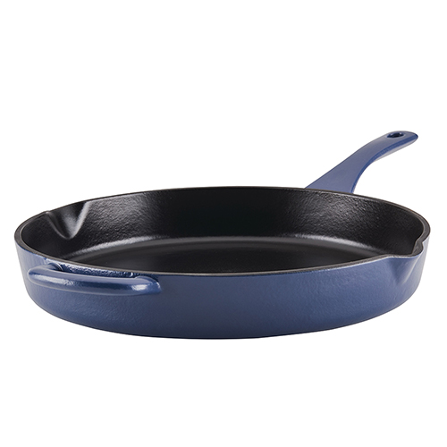 12" Enamel Cast Iron Fry Pan, Anchor Blue
