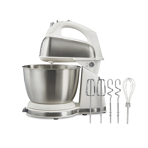 6 Speed Hand/Stand Mixer, White/Stainless