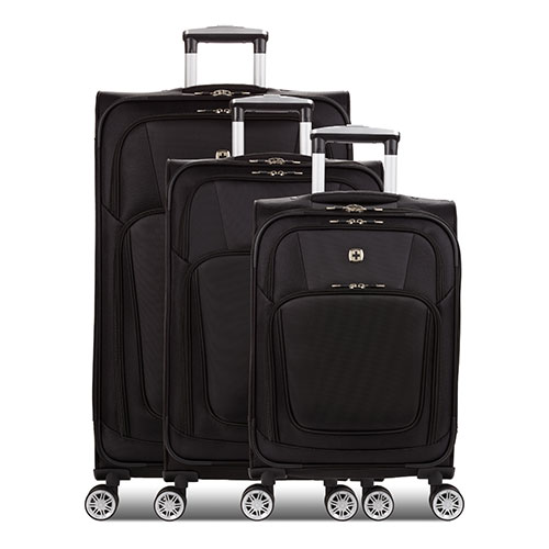 7768 Expandable 3pc Spinner Luggage Set, Black