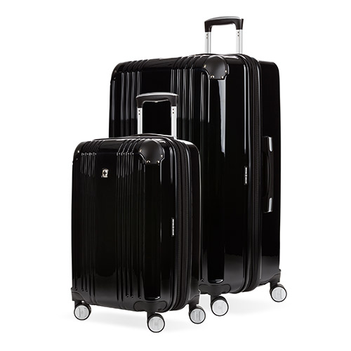 7786 2pc Expandable Hardside Spinner Luggage Set, Black