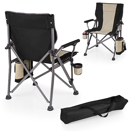Outlander Folding Camp Chair w/ Cooler, Black