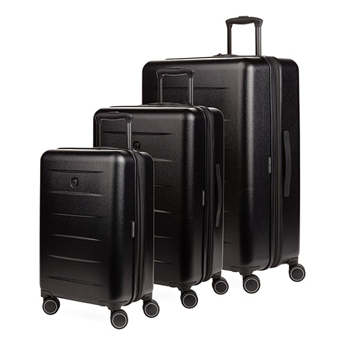 8020 3pc Expandable Hardside Luggage Spinner Set, Black