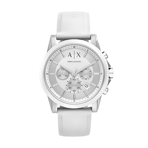 Mens Outerbanks Multi-Dial White Silicone Watch, Silver & White Dial