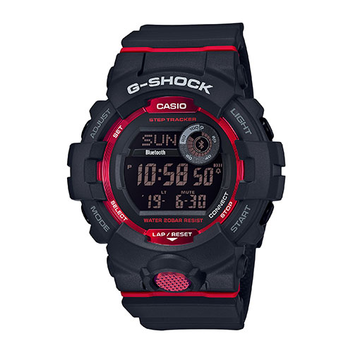 Mens G-Shock Steptracker Bluetooth Digital Watch, Black/Red