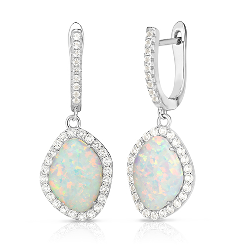 Deco Opal & White Sapphire Earrings