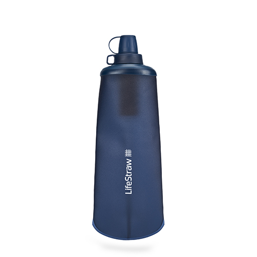 Peak 1L Collapsible Squeeze Bottle w/ Filter, Mountain Blue