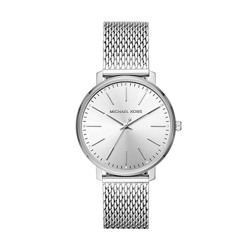 Ladies Pyper Silver-Tone Crystal Accent Mesh Watch, Silver Dial