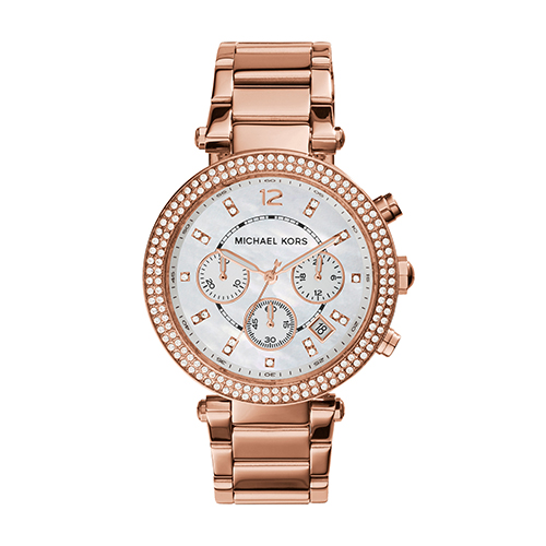 Ladies Parker RG-Tone SS Bracelet Watch, Mothr of Pearl Dial