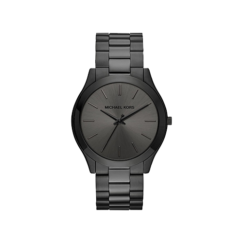 Mens Slim Runway Black Ion-Plated Stainless Steel Watch, Black Dial