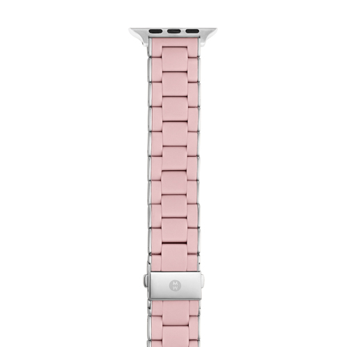 Silicone Strap for Apple Watch, Barely Pink & Stainless Steel