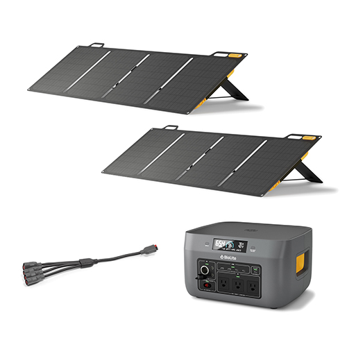 Solar Generator "Mid" Kit - BaseCharge 1500, (2) SolarPanel 100, Chaining Cable