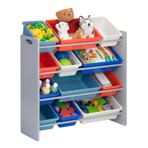 Kids Toy Storage Organizer w/ 12 Bins, Blue/Gray