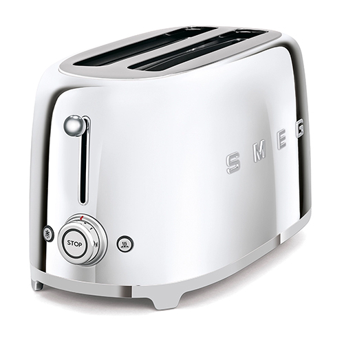 50's Retro Style 2 Slot 4 Slice Toaster, Chrome