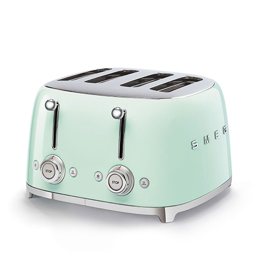 50s Retro-Style 4 Slice Slot Toaster, Pastel Green